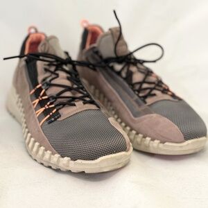 Ecco Men's Zipflex Lace Up Leather Cordura Sneaker Phorene Comfort Shoe Morel